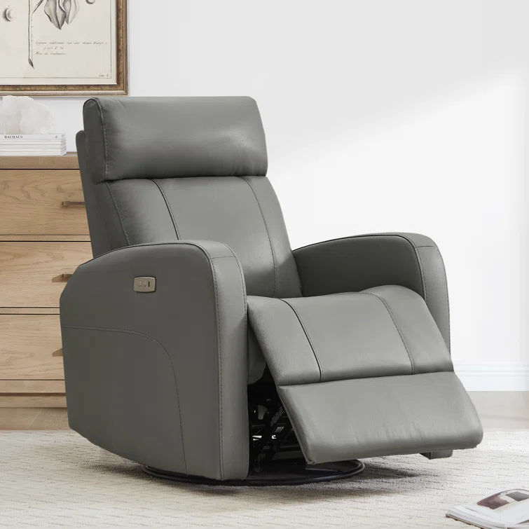 Tario Genuine Leather Swivel Power Recliner thumbnail 2