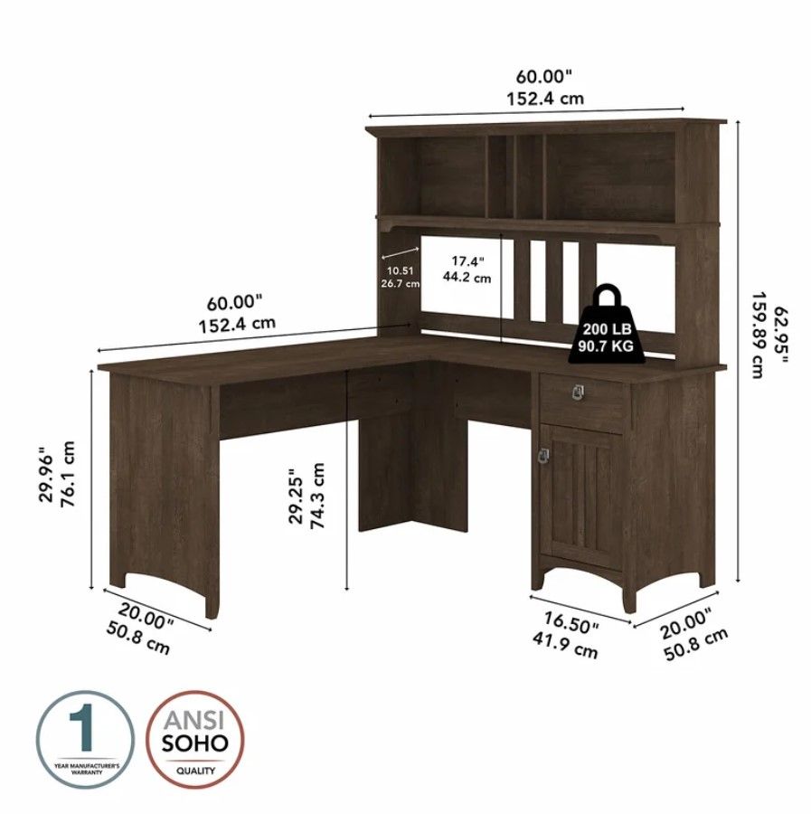 Lark Manor Pernell 60" Desk & Hutch thumbnail 3