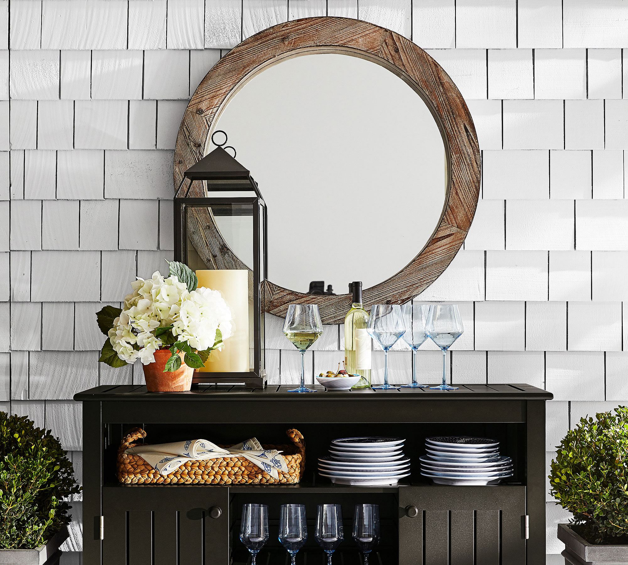 Round Wood Framed Wall Mirror thumbnail 2