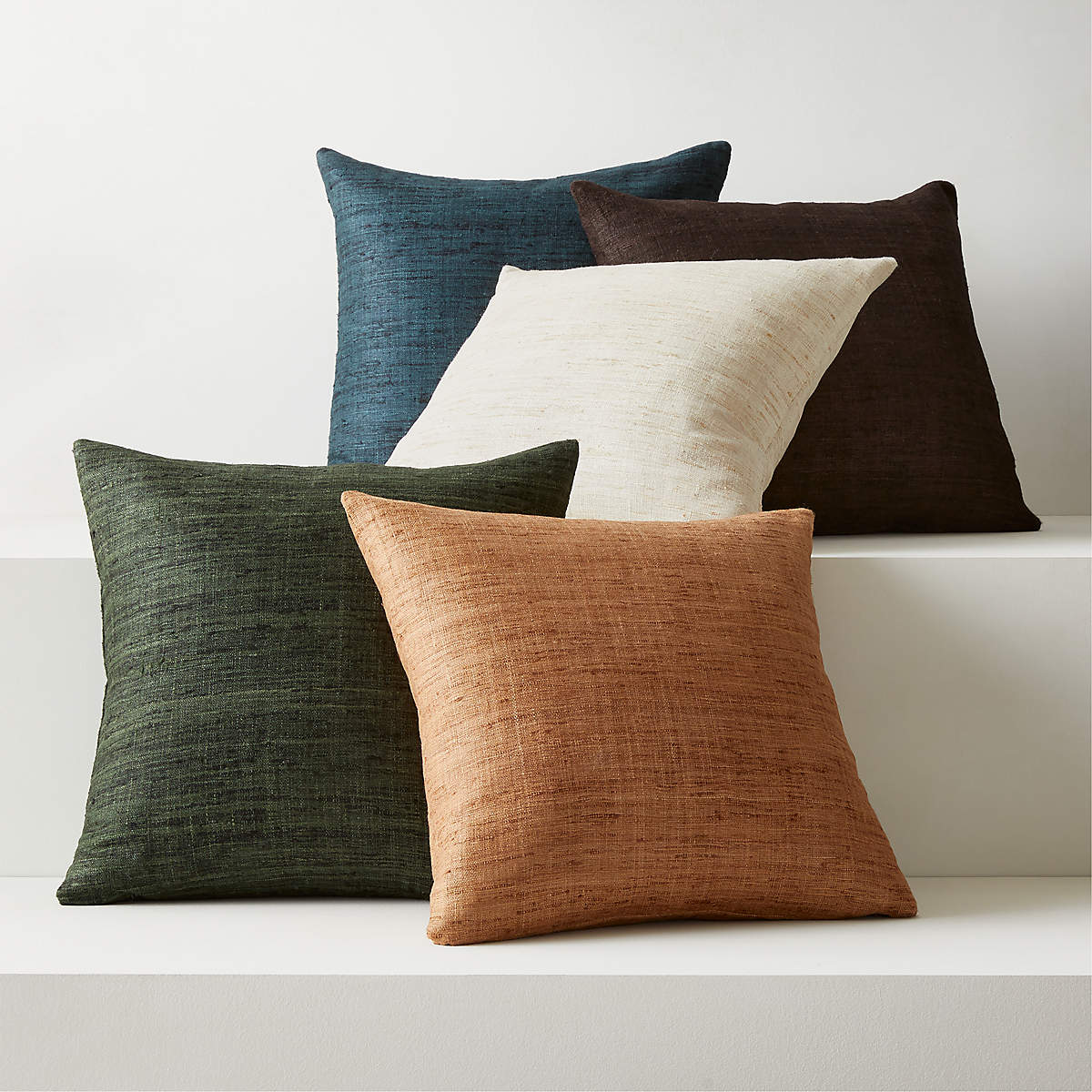 RAJ DARK BROWN SILK THROW PILLOW WITH DOWN ALTERNATIVE INSERT 20'' thumbnail 2