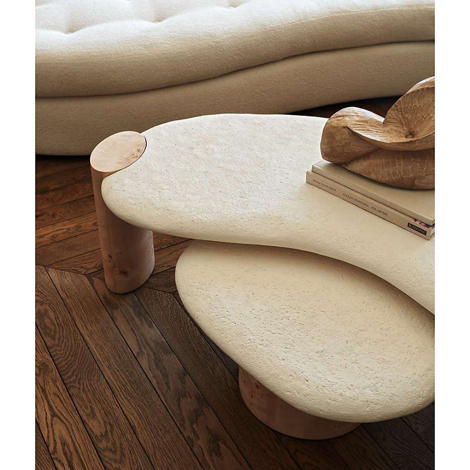 Sassolino Concrete and Burl Wood 68" Coffee Table by Athena Calderone thumbnail 2