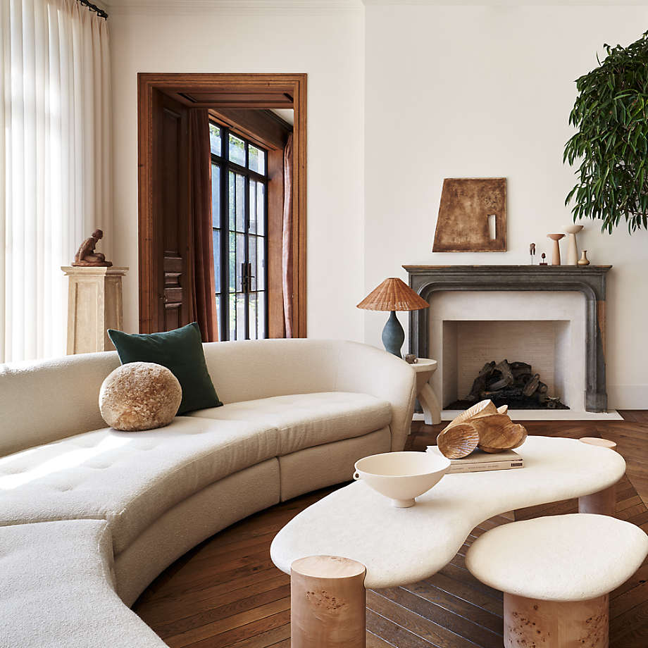 Sassolino Concrete and Burl Wood 68" Coffee Table by Athena Calderone thumbnail 3
