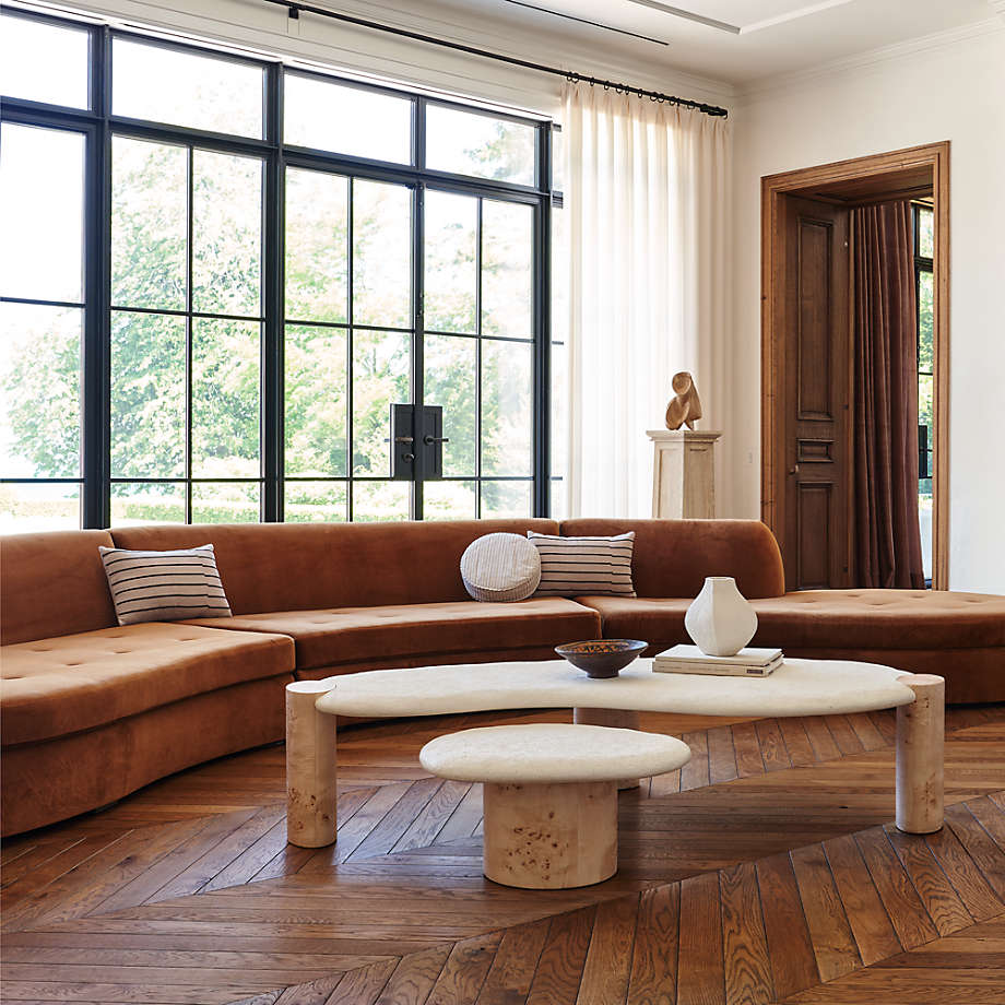 Sassolino Concrete and Burl Wood 68" Coffee Table by Athena Calderone thumbnail 4
