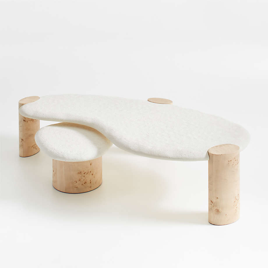 Sassolino Concrete and Burl Wood 68" Coffee Table by Athena Calderone thumbnail 10