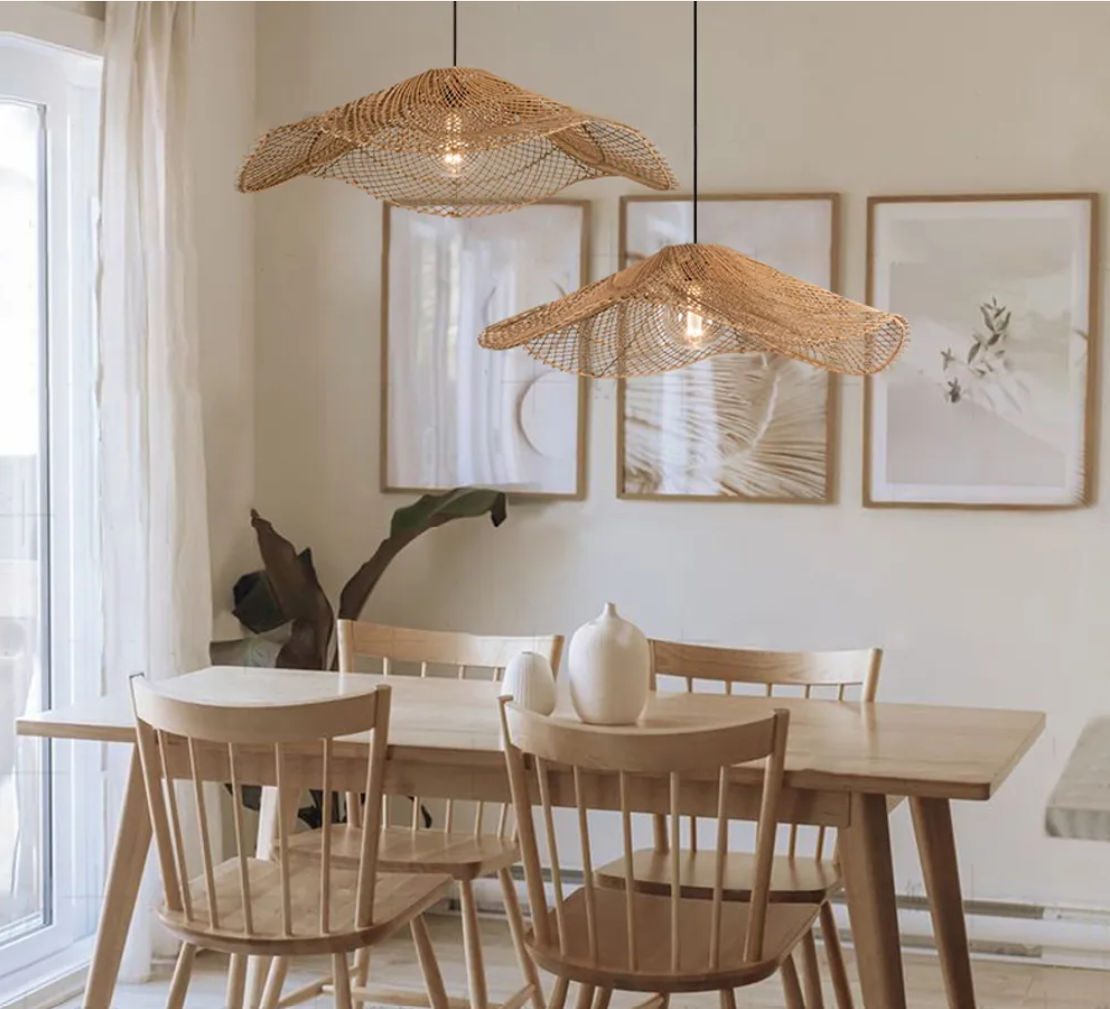 Handwoven Straw Hat Pendant Light Rattan Chandelier 40cm thumbnail 2