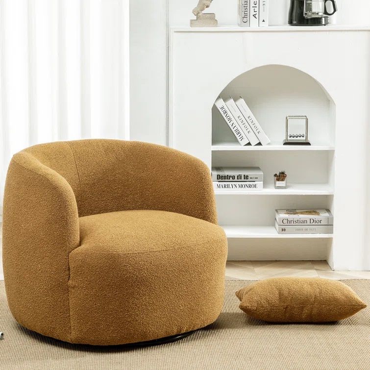 Arijit Boucle Upholstered Swivel Armchair thumbnail 2