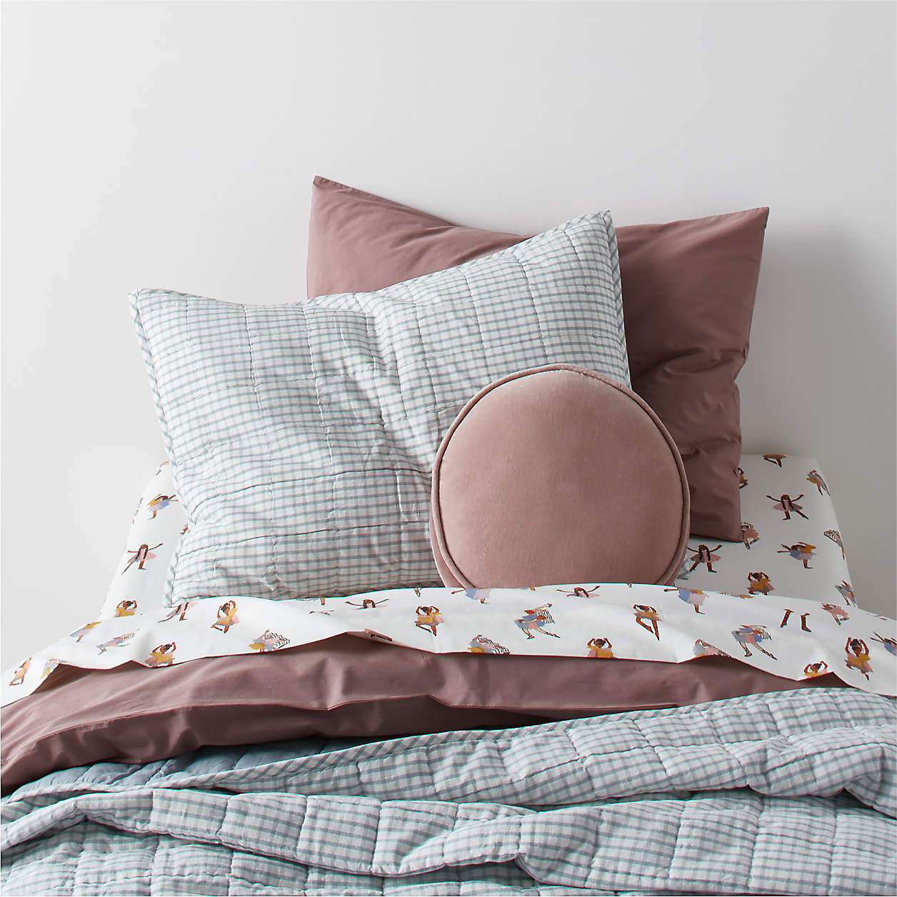 Harriet Round Rosy Mauve Velvet Kids Throw Pillow thumbnail 2