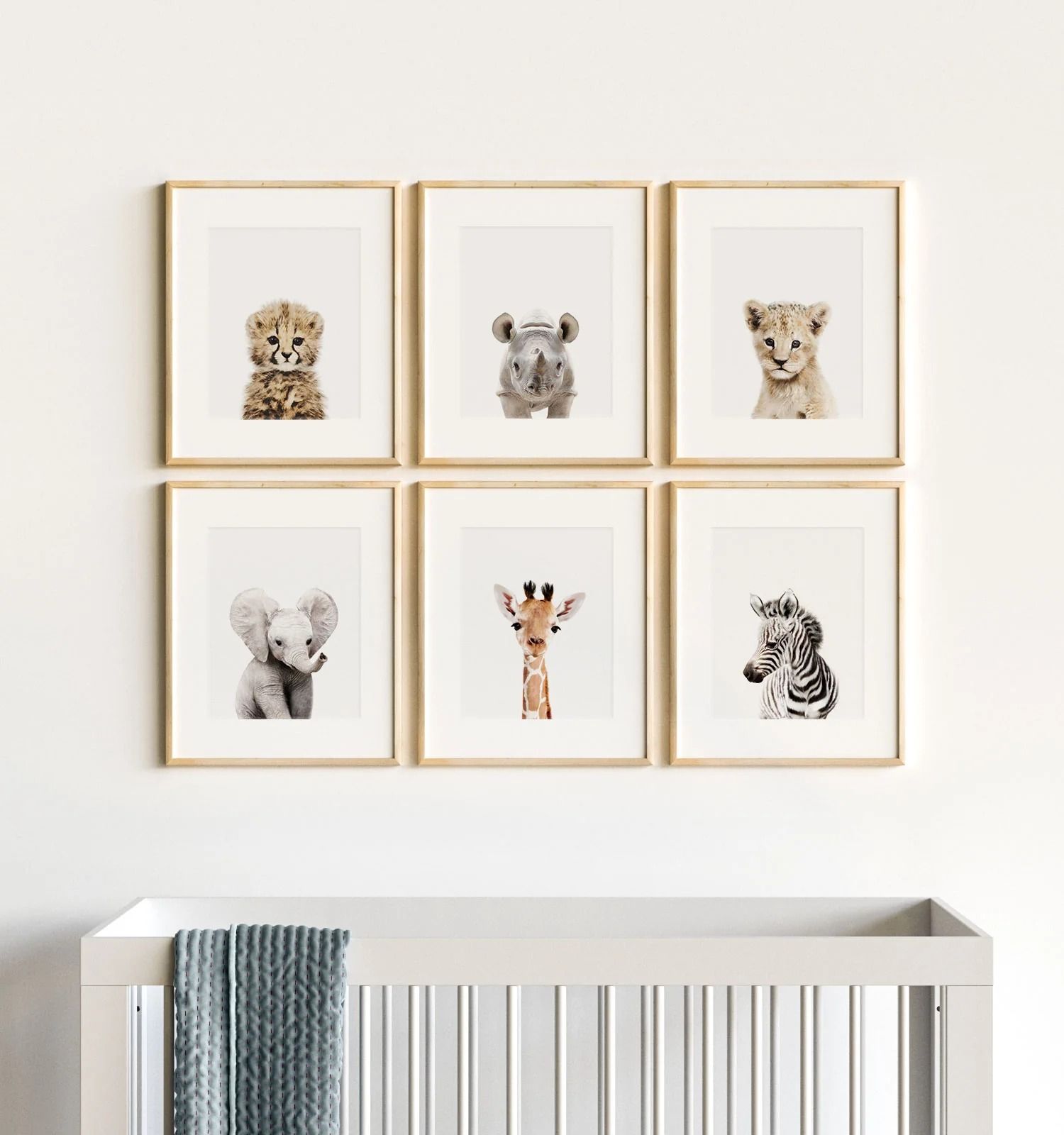 Baby Safari Animals Nursery Decor Set of 6_4 thumbnail 2