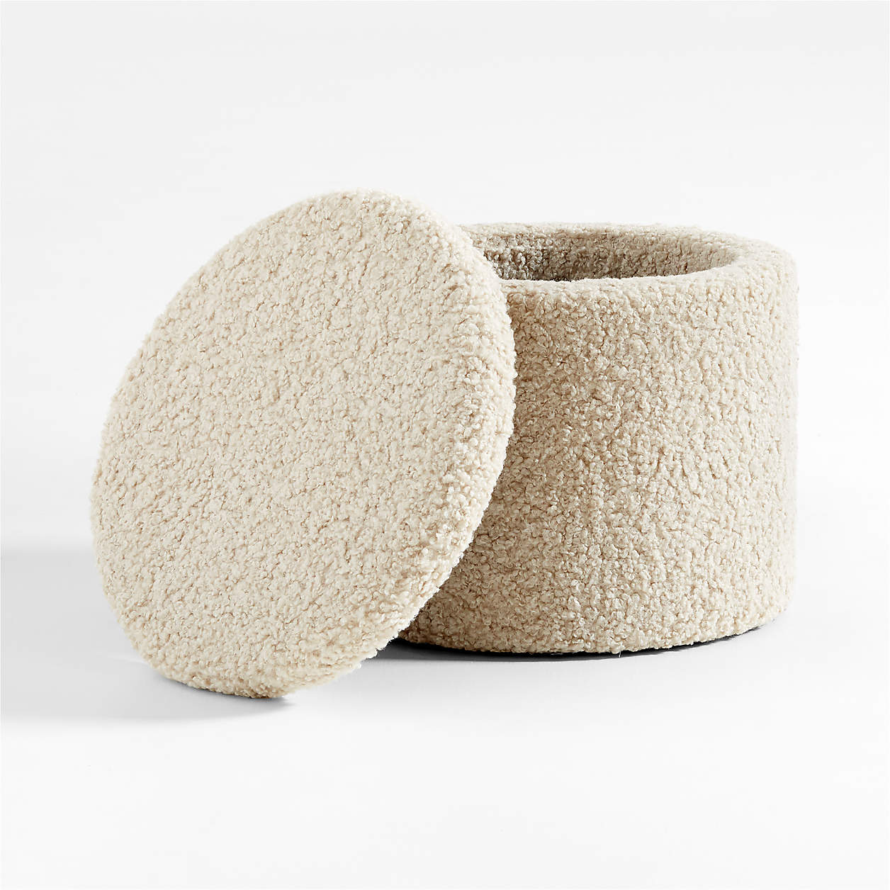 Dot Cream White Sherpa Kids Storage Ottoman and Stool thumbnail 3