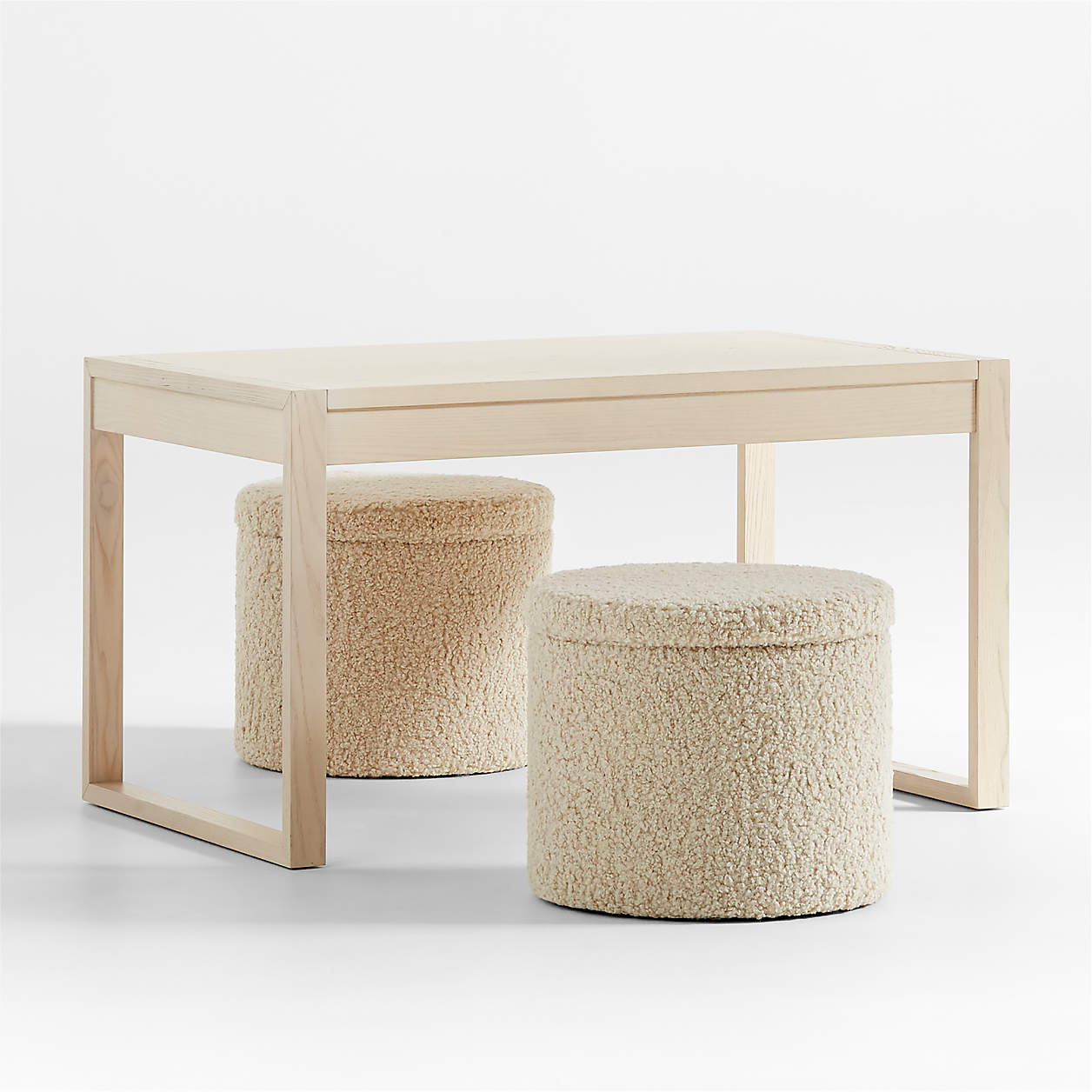 Dot Cream White Sherpa Kids Storage Ottoman and Stool thumbnail 4