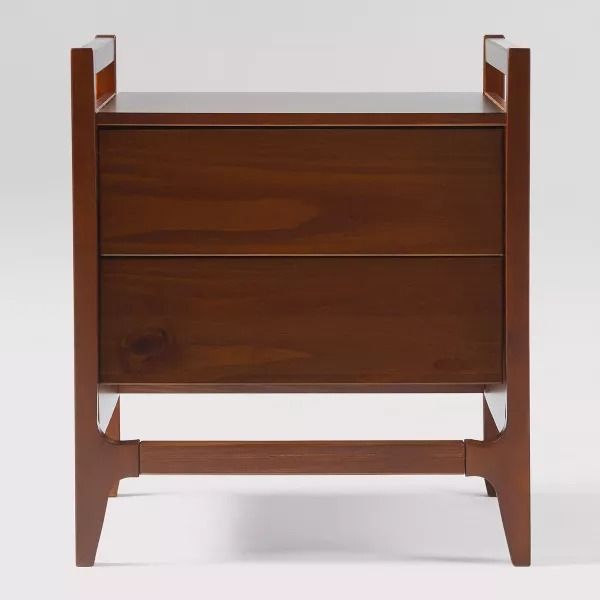 Scandinavian Angled 2 Drawer Solid Wood Nightstand thumbnail 3