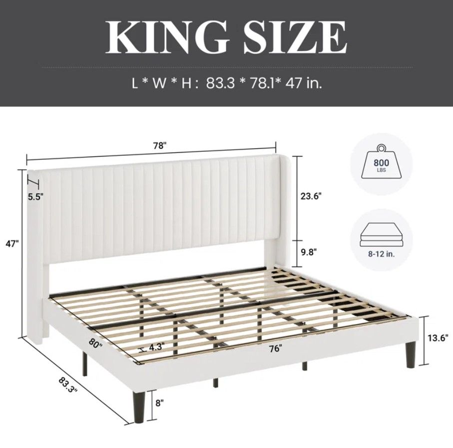 Michiharu Upholstered Platform Bed with Wingback thumbnail 4