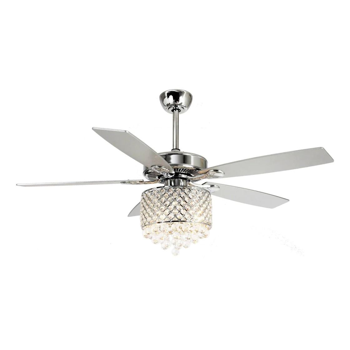 Wethington Modern Chrome Mount Reversible Crystal Ceiling Fan thumbnail 3