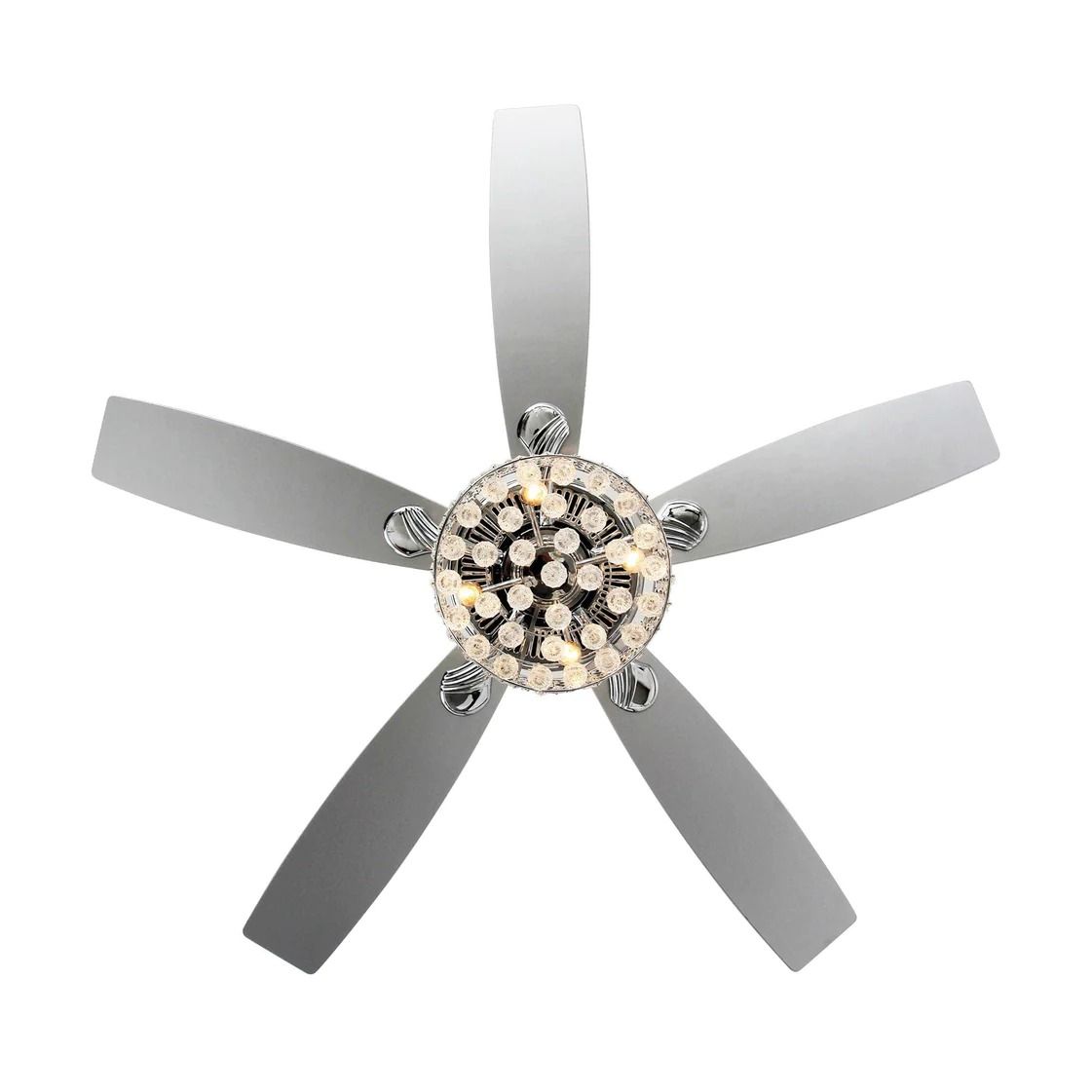 Wethington Modern Chrome Mount Reversible Crystal Ceiling Fan thumbnail 5