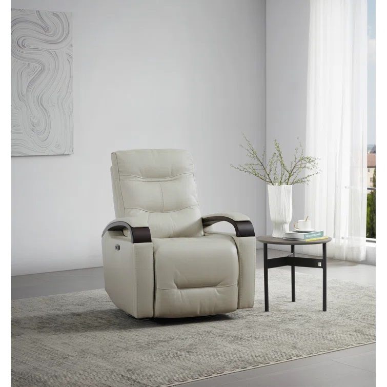 Elvina Genuine Leather Swivel Power Recliner thumbnail 2