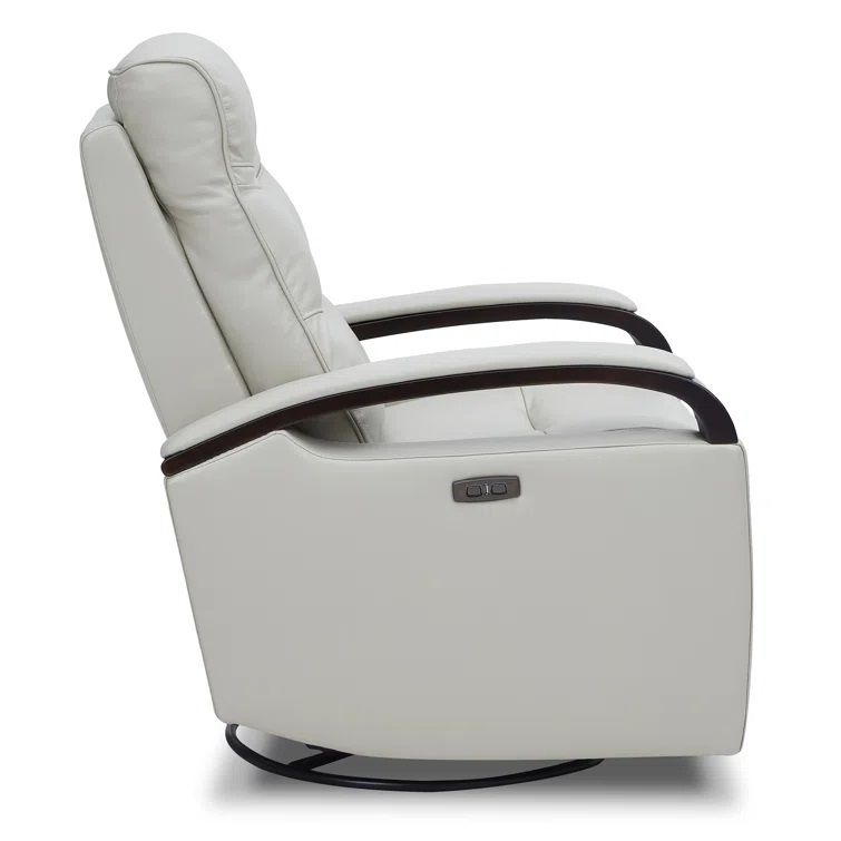 Elvina Genuine Leather Swivel Power Recliner thumbnail 4