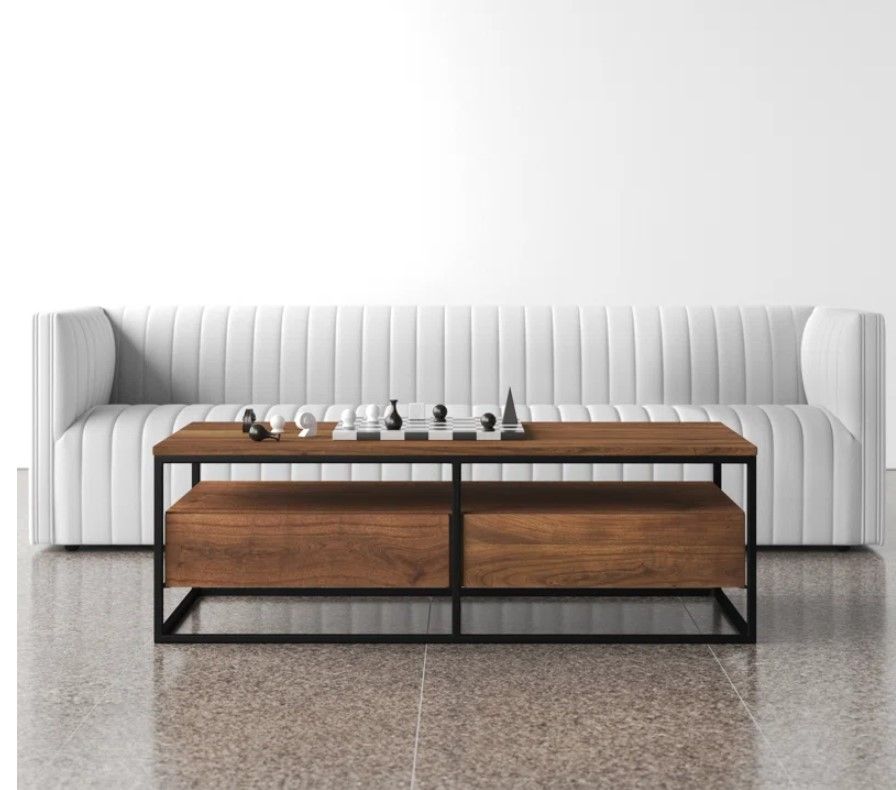 Paulette Solid Wood Frame Coffee Table with Storage thumbnail 2