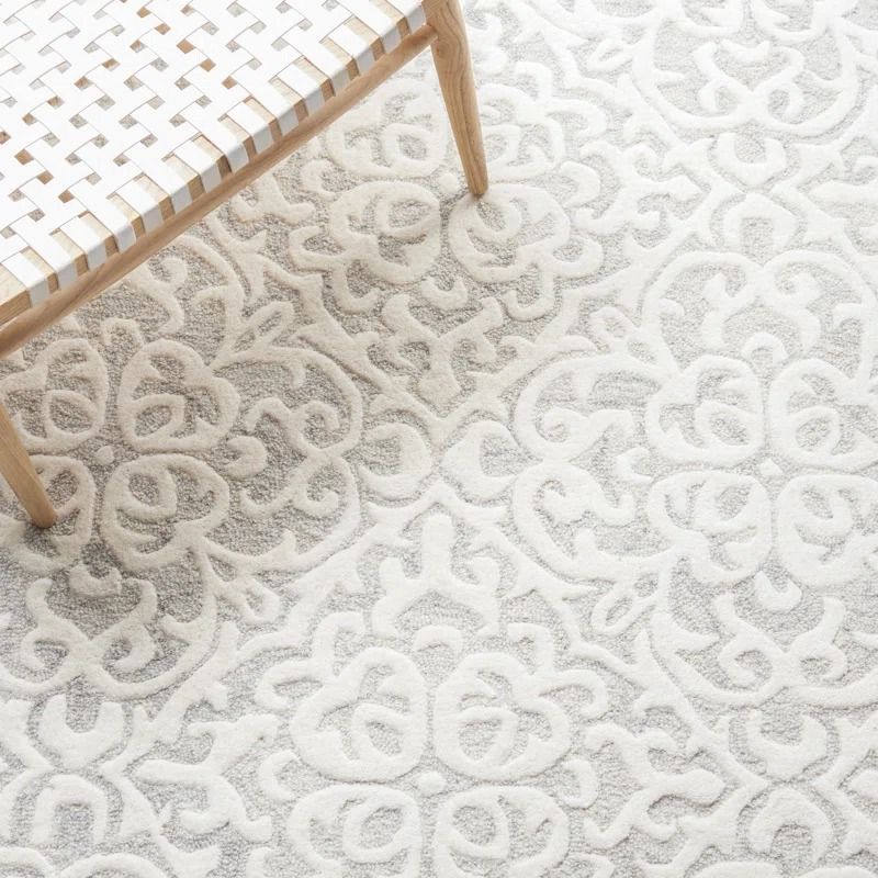 Aude Hand Tufted Wool White Gray Rug 8'x10' thumbnail 2