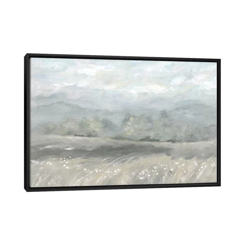 Country Meadow Landscape Neutral On Canvas Painting thumbnail 2