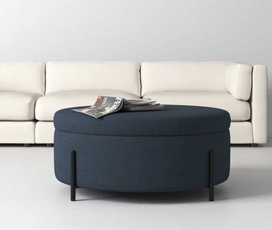 Cori 39" Wide Round Storage Ottoman thumbnail 2