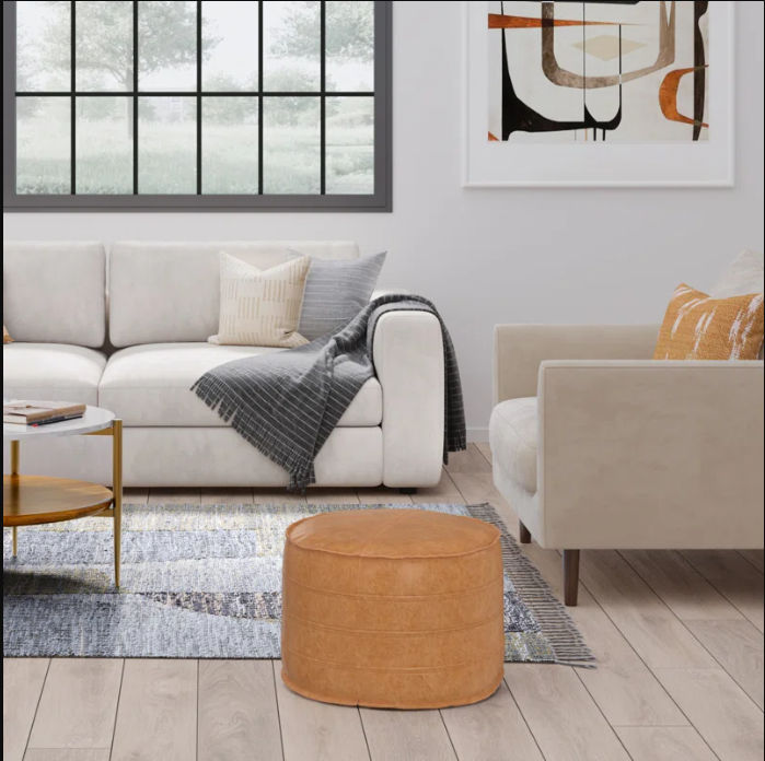 Brody Faux Leather Pouf thumbnail 2