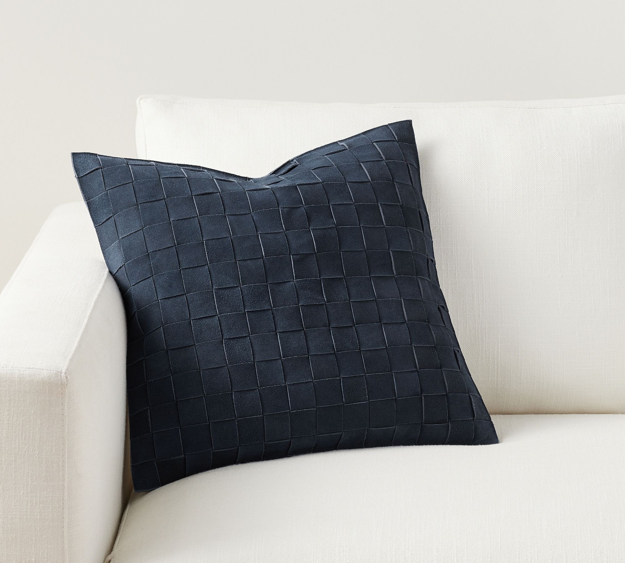Basketweave Suede Pillow_Navy thumbnail 3
