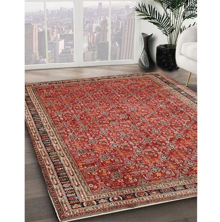 Machine Woven Red Rug thumbnail 2