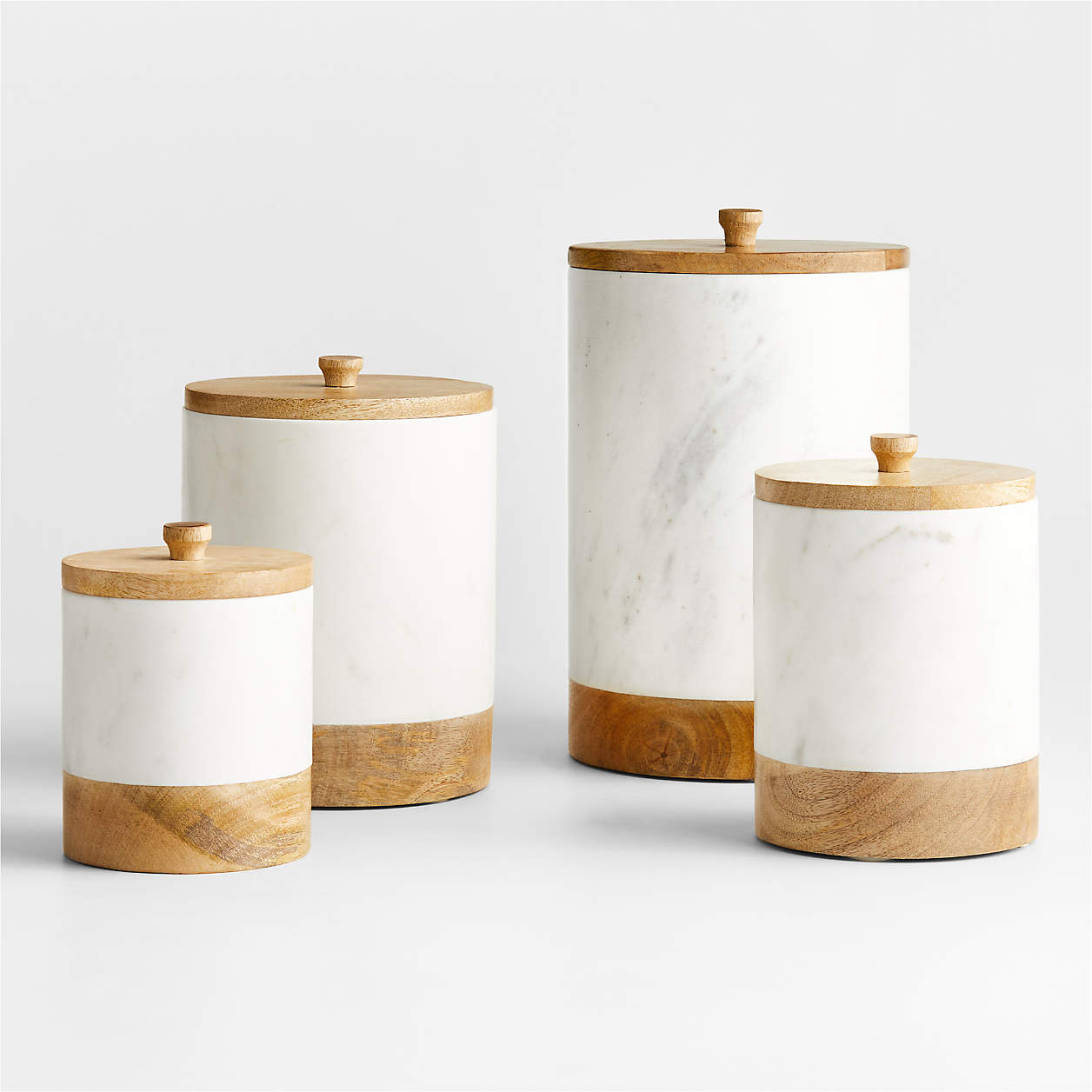 Large White Marble Canister with Wood Lid-Large thumbnail 2