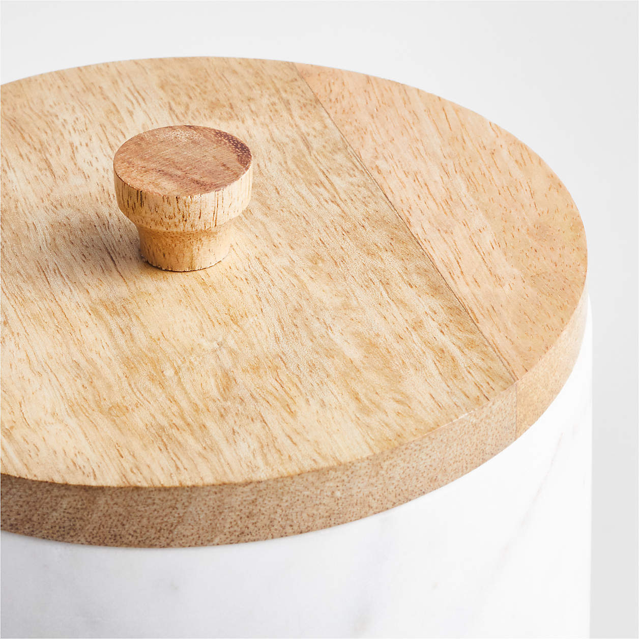 Large White Marble Canister with Wood Lid-Large thumbnail 5