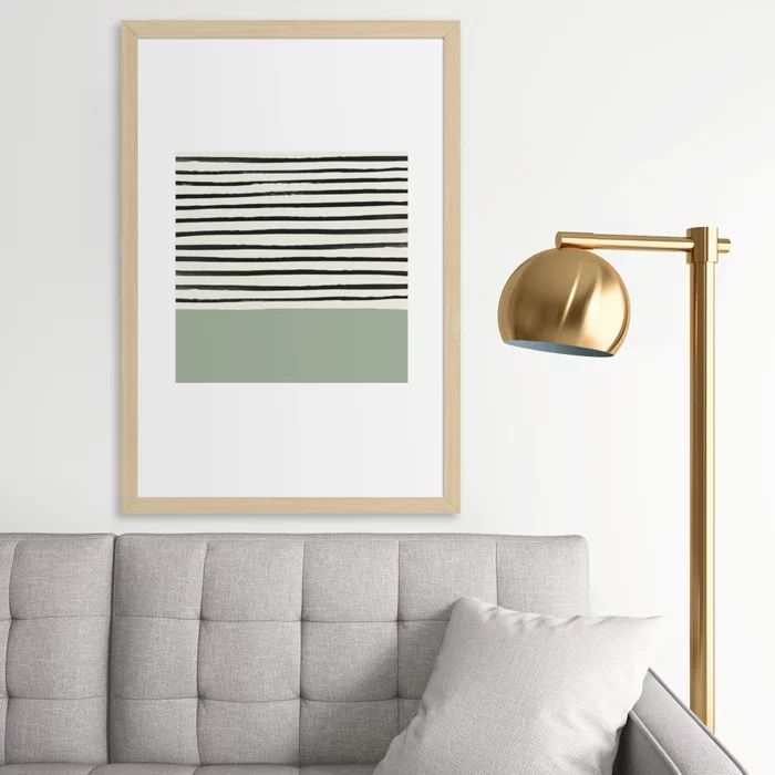 Sage Green x Stripes Framed Art Print thumbnail 2