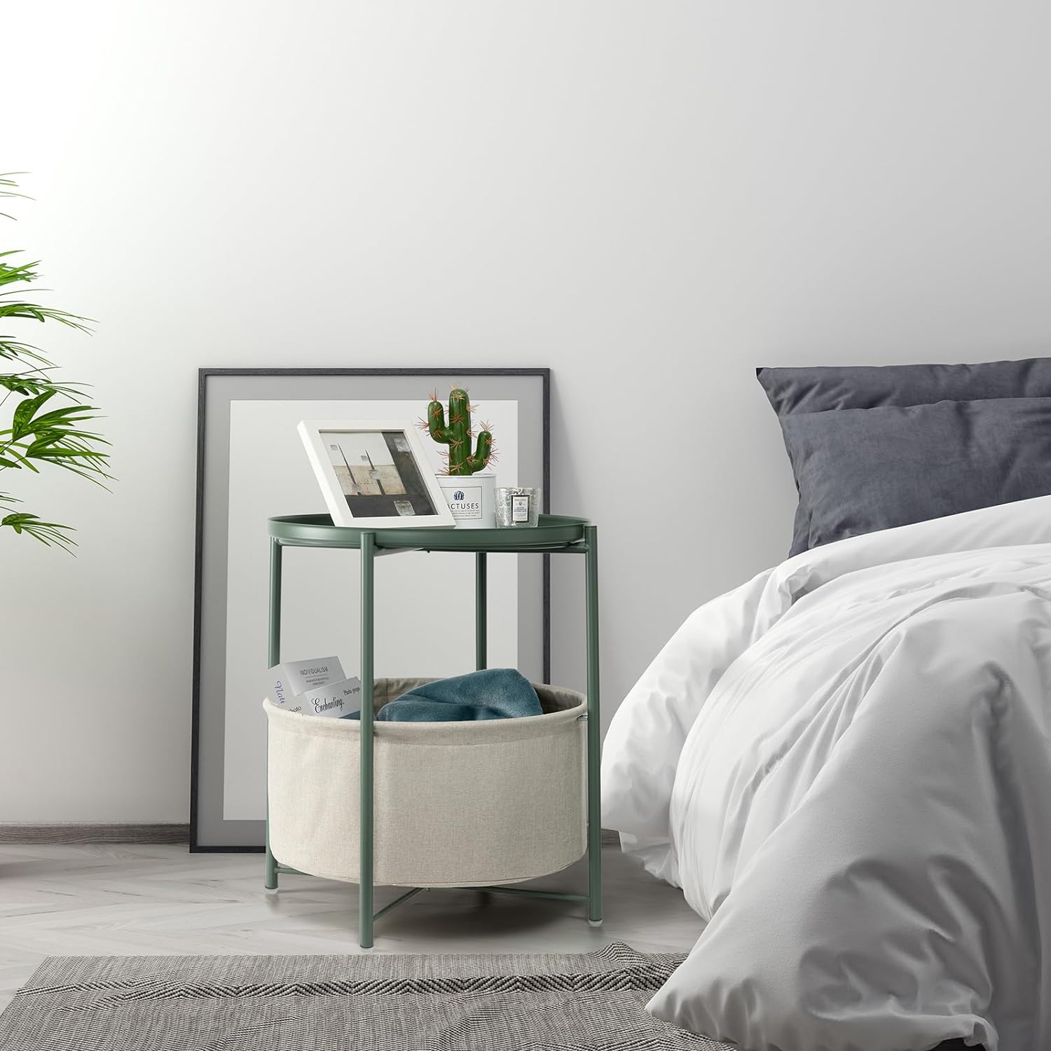 Danpinera Round Side Table with Fabric Storage Basket thumbnail 6