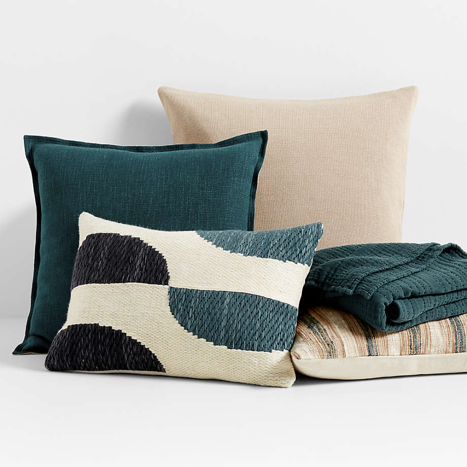 Sea Green Organic Laundered Linen Throw Pillow Cover thumbnail 3