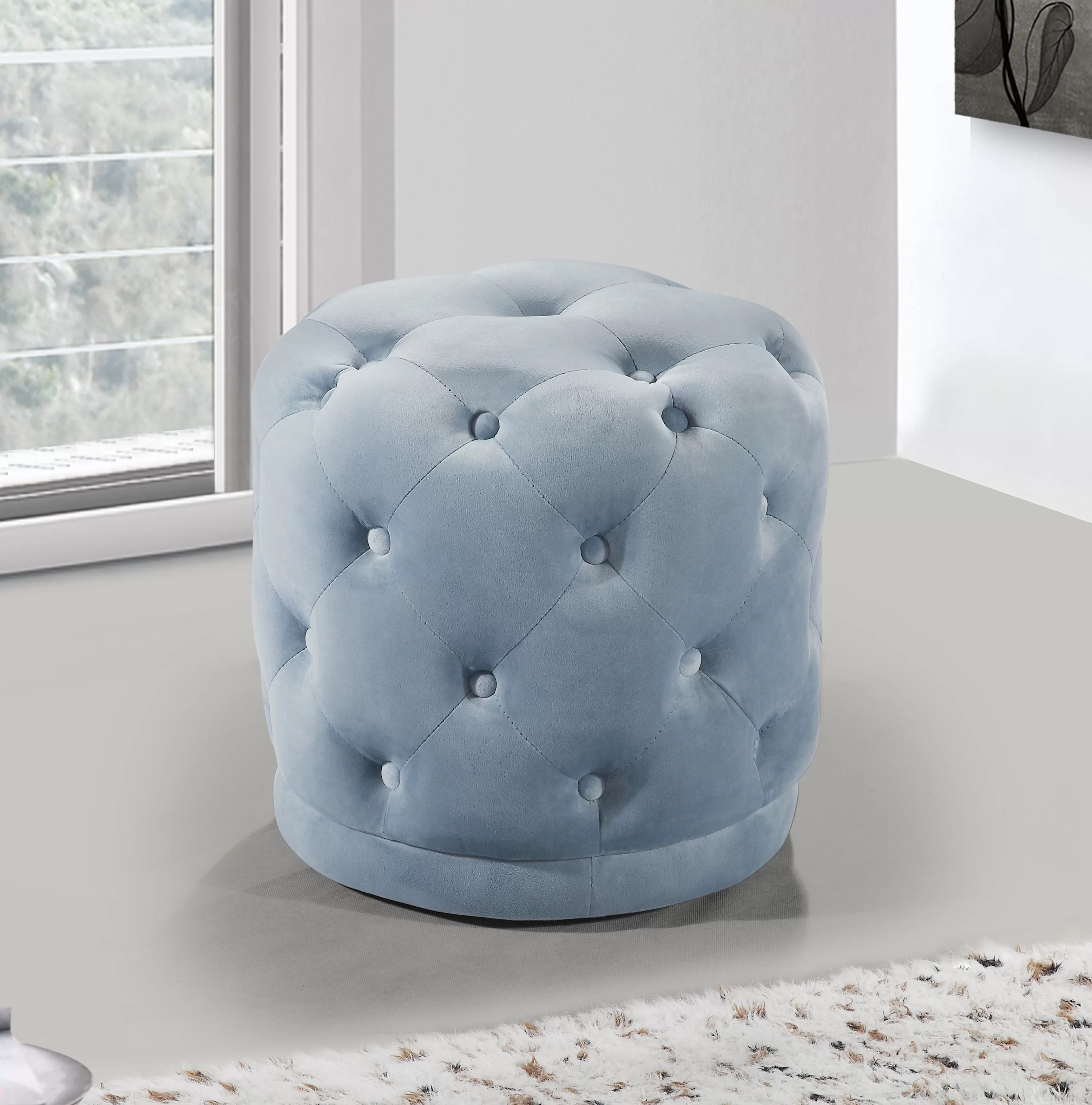 Olivios Velvet Ottoman thumbnail 2