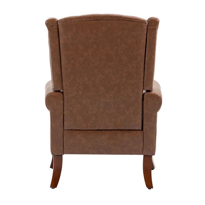 Abdul Ahad Wide Tufted Faux Leather Wingback Chair thumbnail 5