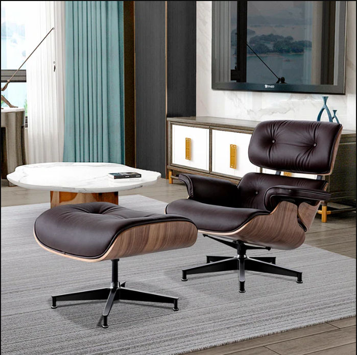 Wide Genuine Leather Swivel Standard Recliner with Ottoman thumbnail 2