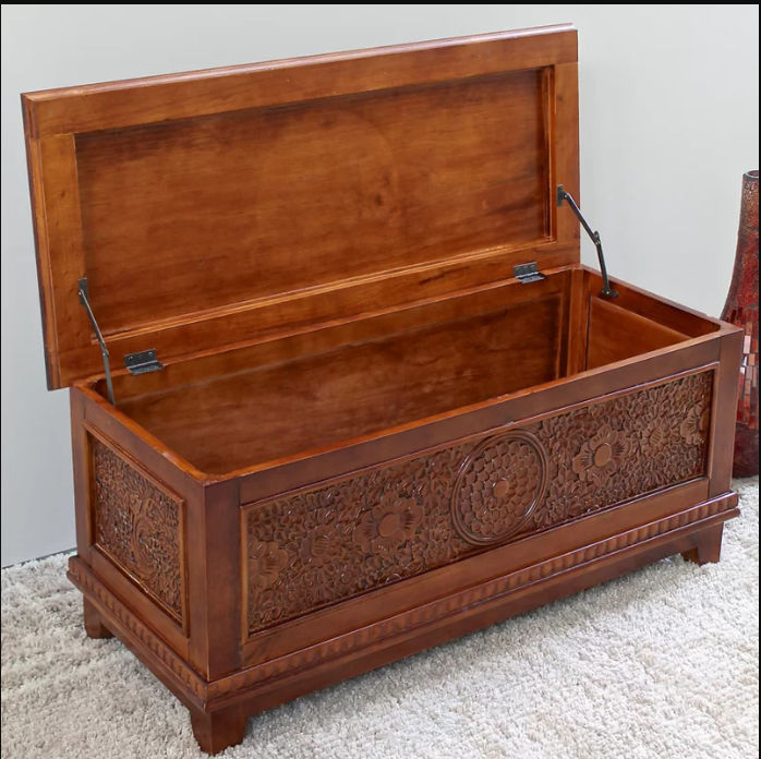 Palmieri Hand Carved Wood Bench thumbnail 3