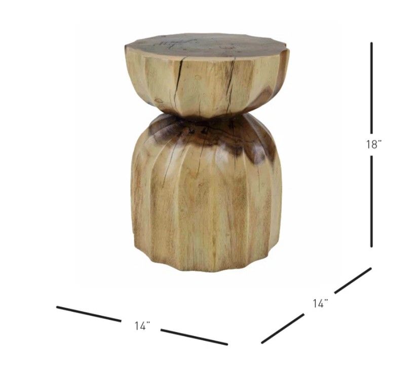 Solid Wood Drum End Table thumbnail 4