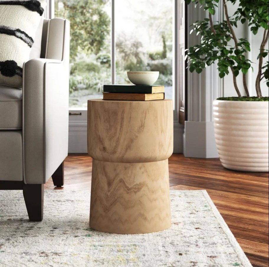 Velia Solid Wood Drum End Table thumbnail 3