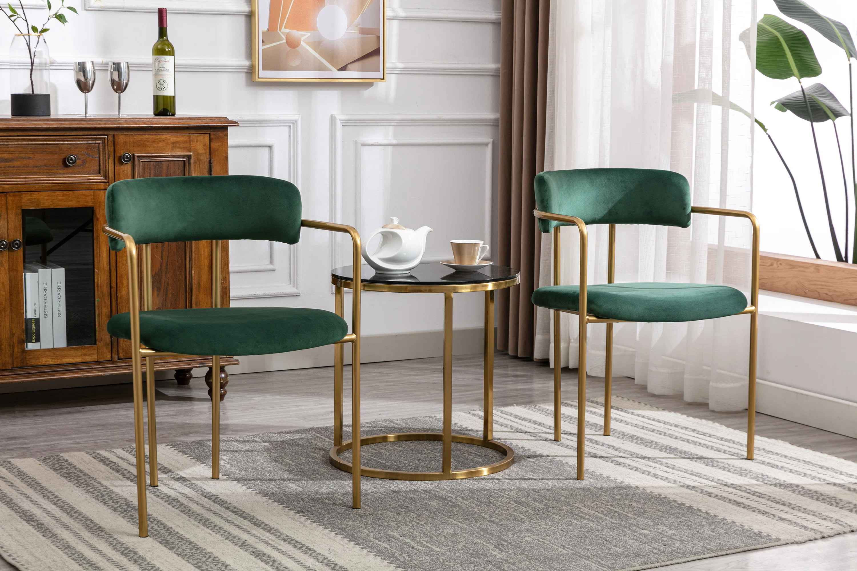 Chestertown Velvet Solid Back Arm Chair-Set of 2 thumbnail 3