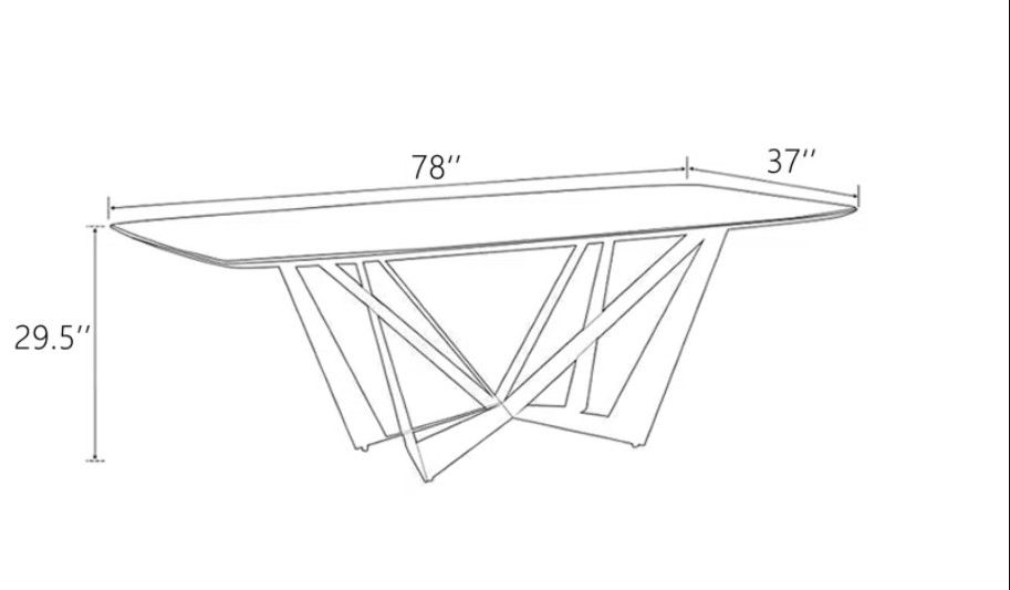 Modern Stylish Dining Table Rectangle White Sintered Stone Top thumbnail 6