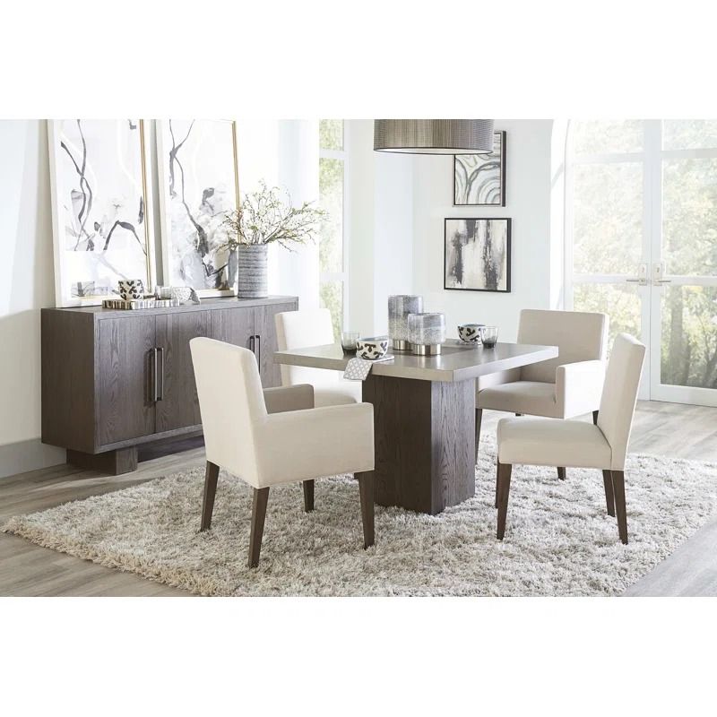 Meria Linen Blend Solid Back Arm Chair thumbnail 2