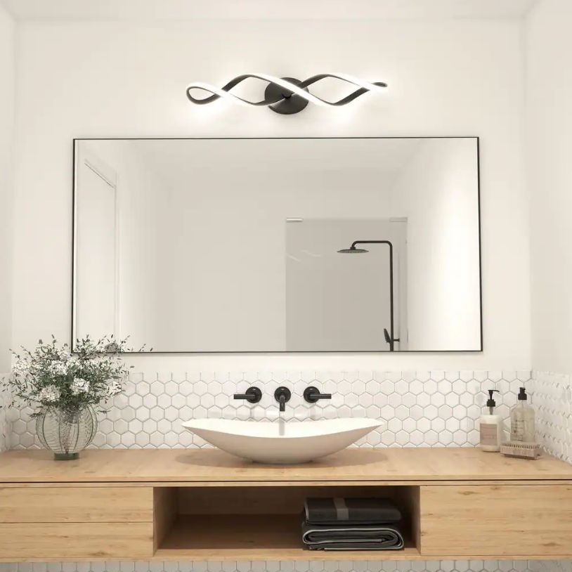 Swirl Light Matte Black LED Vanity Light Bar for Bathroom thumbnail 2