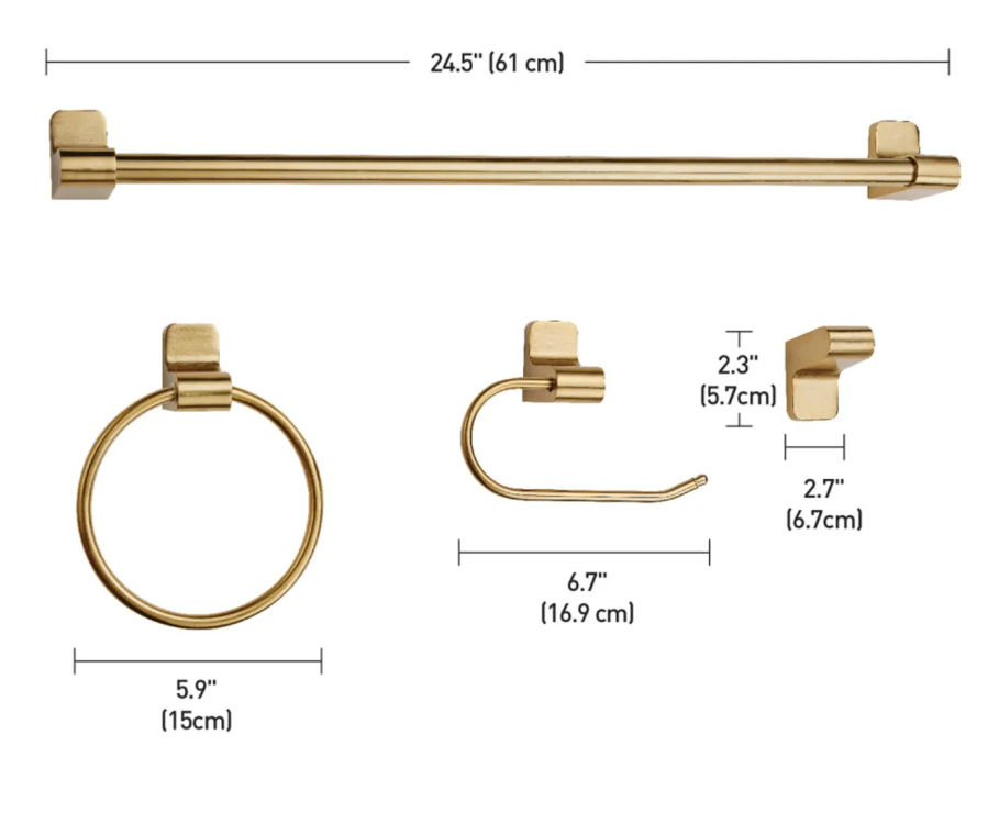 Bellevue Quadro 4 Piece Bathroom Hardware Set Towel Ring thumbnail 3