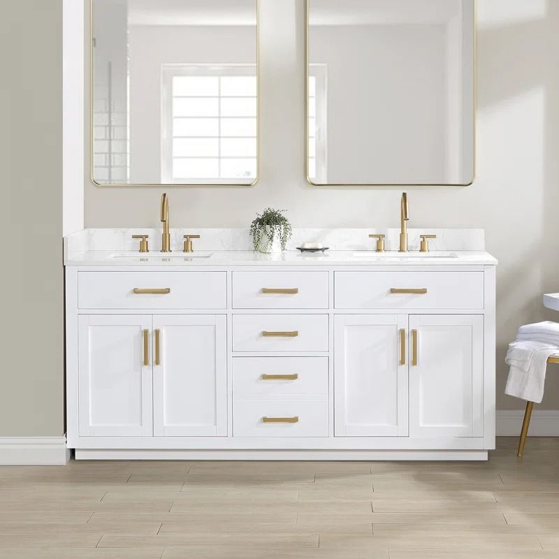 Akright Double Bathroom Vanity with Cultured Marble Top thumbnail 2