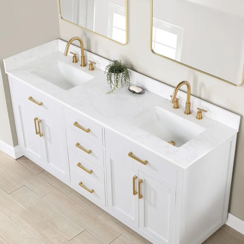 Akright Double Bathroom Vanity with Cultured Marble Top thumbnail 3