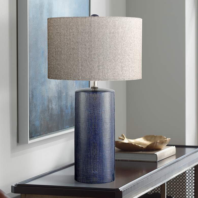 Lite Source Jacoby Navy Blue Ceramic Table Lamp thumbnail 2