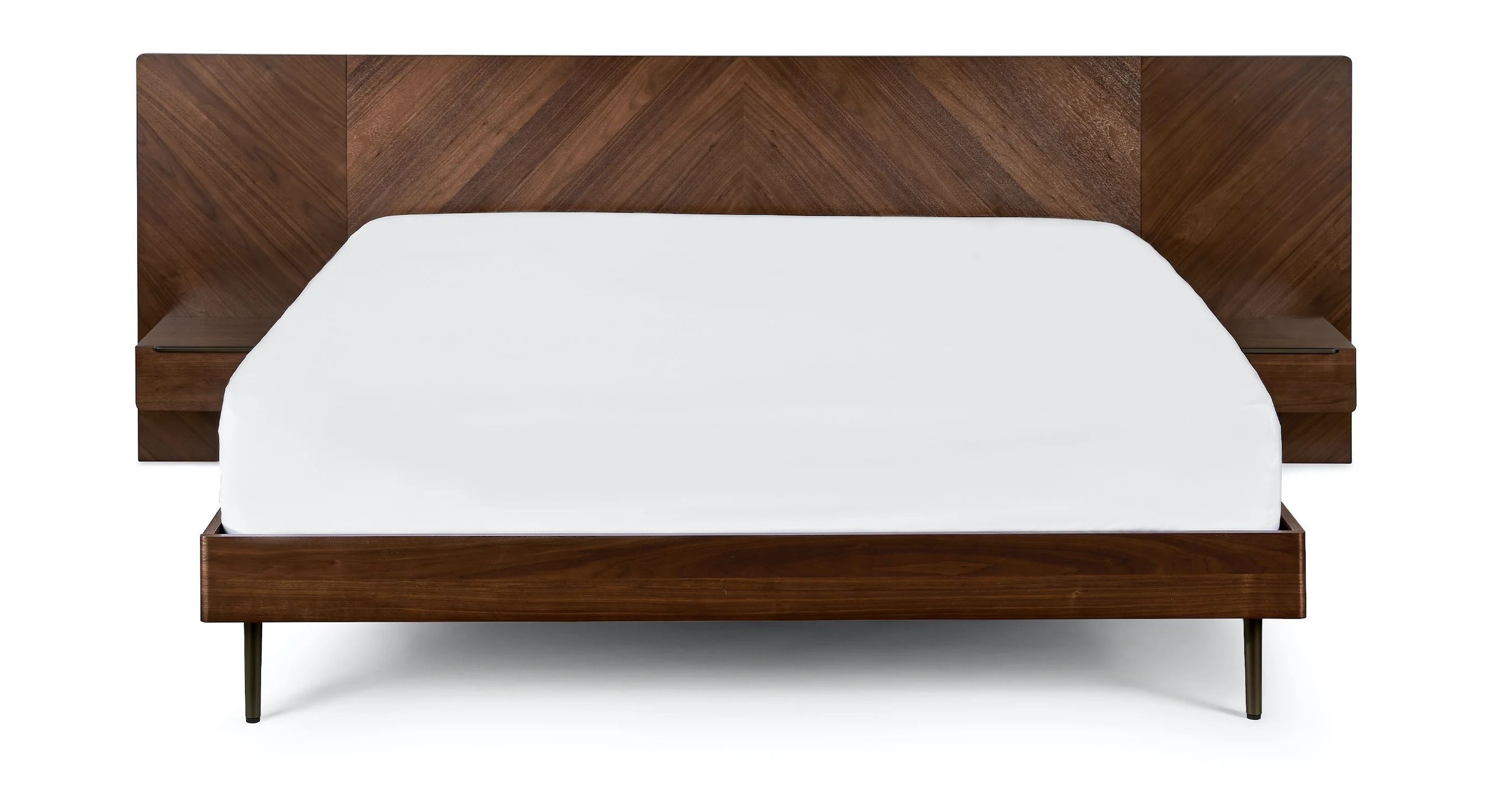 Nera Walnut California King Bed With Nightstands thumbnail 3