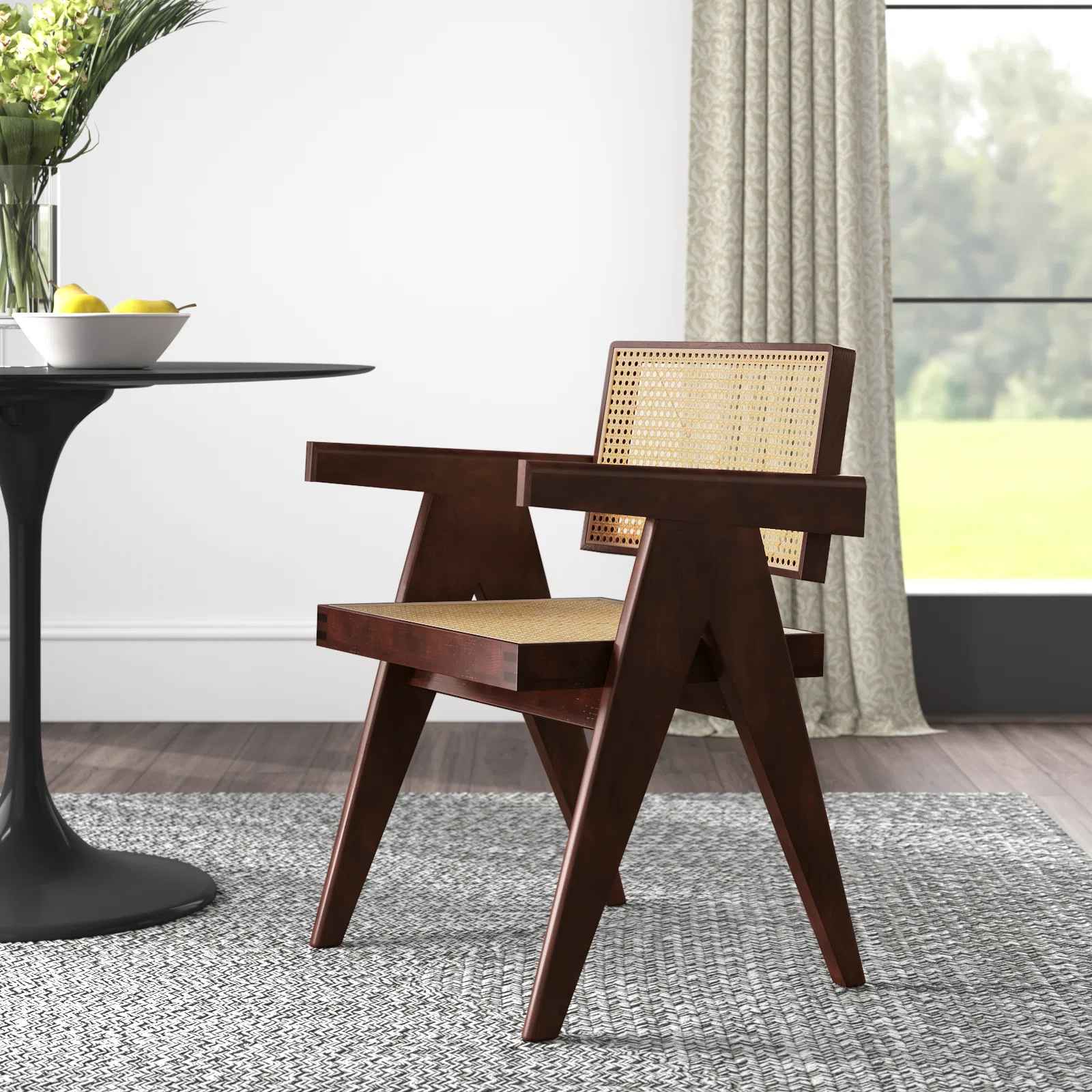 Cherri Solid Wood Rattan Armchair thumbnail 2