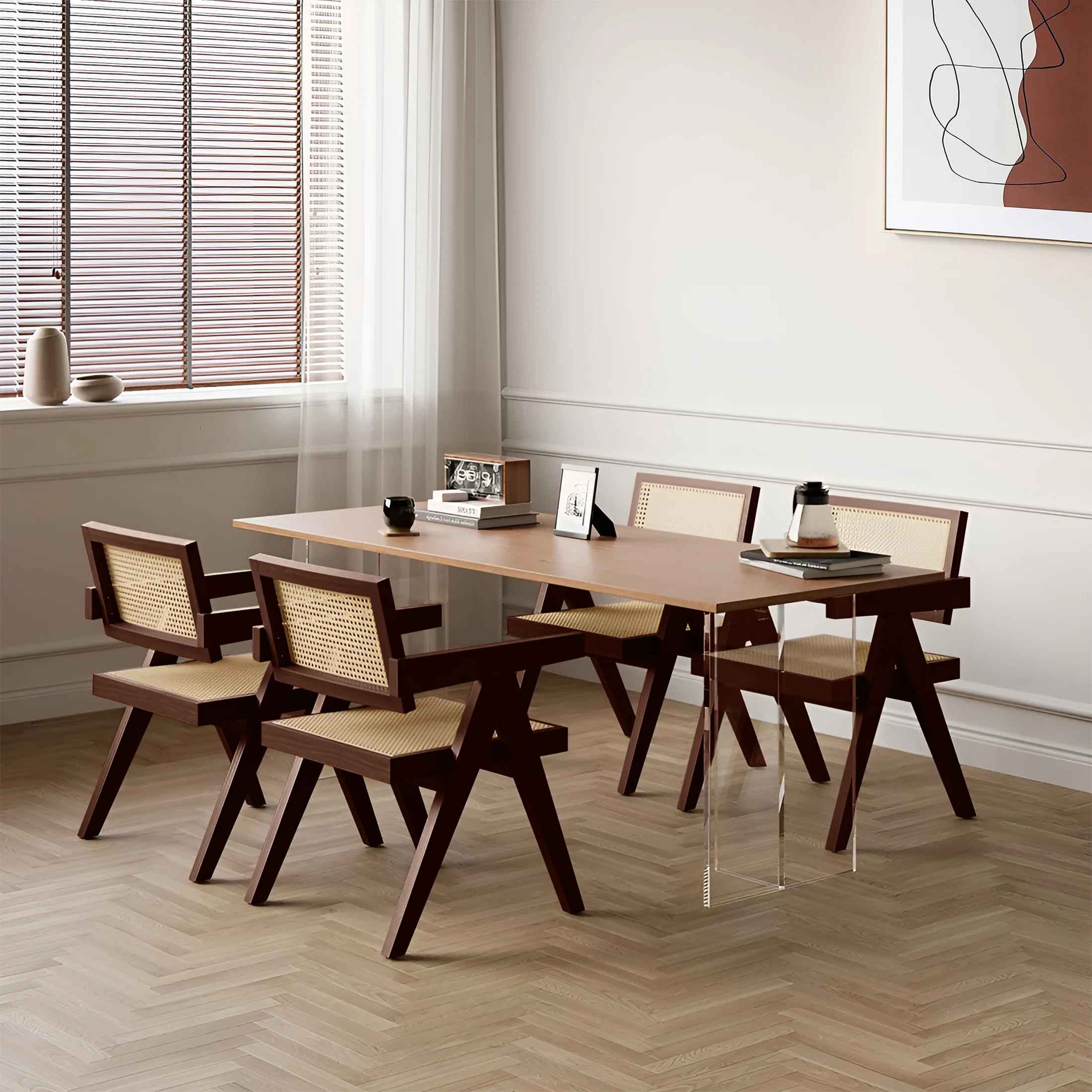 Cherri Solid Wood Rattan Armchair thumbnail 5