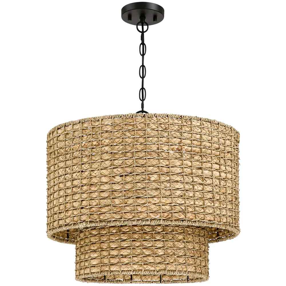 4 Light Natural Rattan Traditional Drum Pendant thumbnail 2